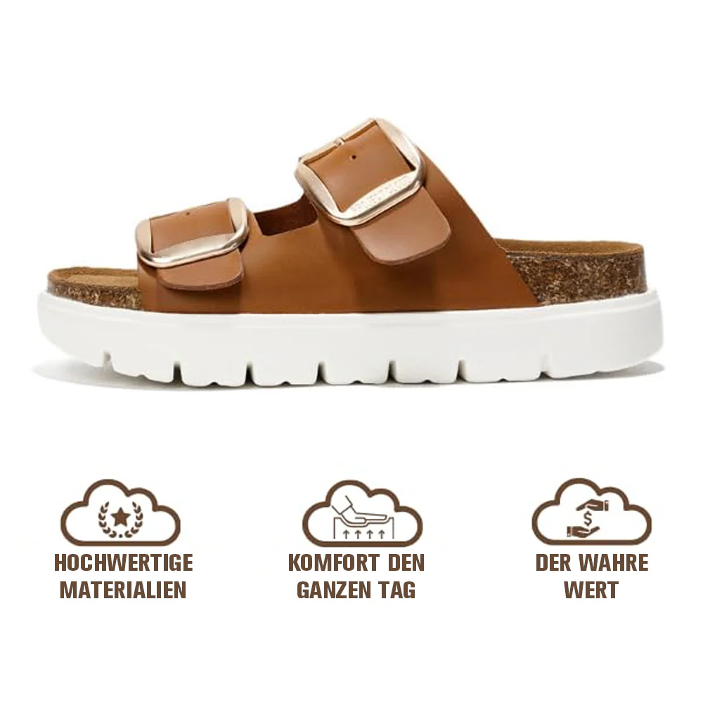 💖 Damen-Plateausandalen aus 100 % echtem Leder – Keilabsatz & klobige Pantoletten für Damen 2026 mit Memory-Foam-Innensohle und Korkfußbett (GreeceChunky) - Image 16