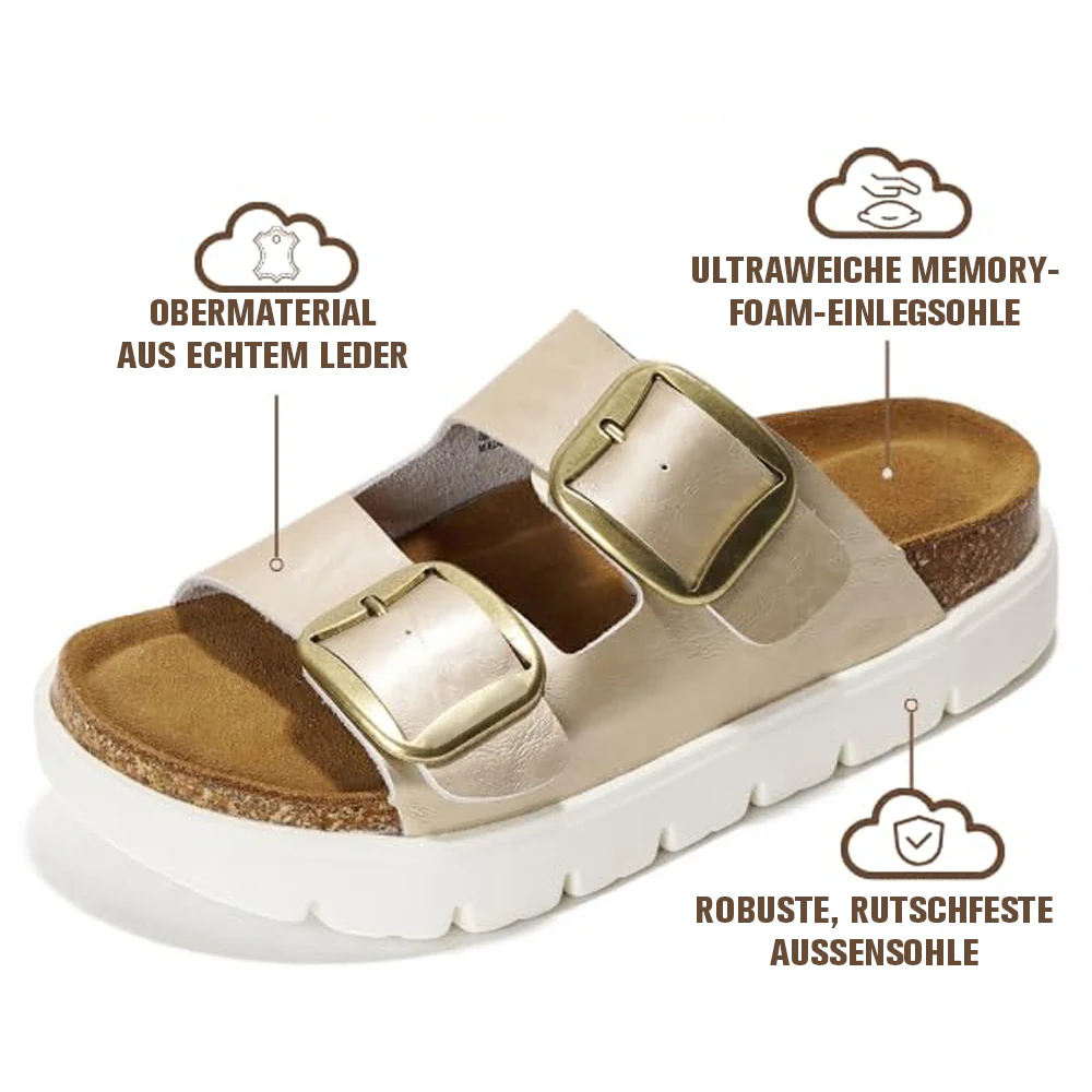 💖 Damen-Plateausandalen aus 100 % echtem Leder – Keilabsatz & klobige Pantoletten für Damen 2026 mit Memory-Foam-Innensohle und Korkfußbett (GreeceChunky) - Image 30