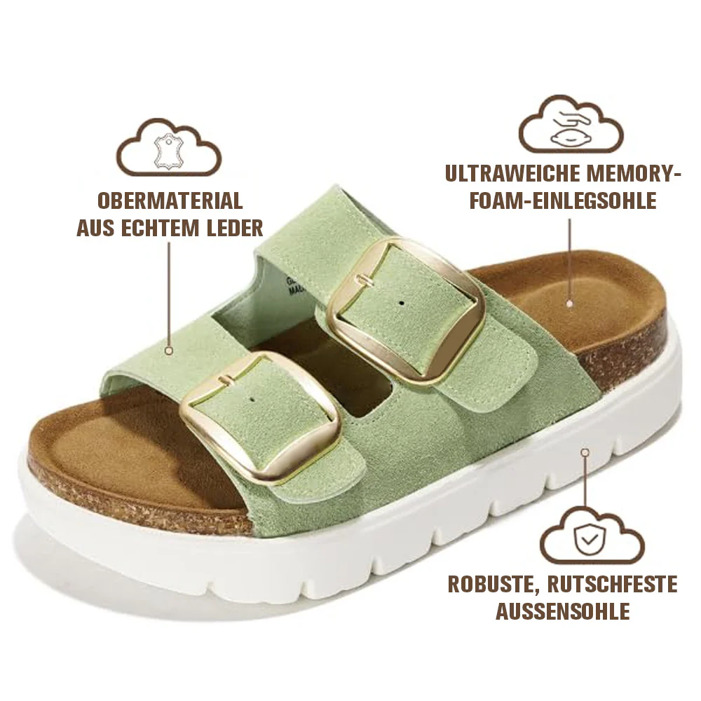 💖 Damen-Plateausandalen aus 100 % echtem Leder – Keilabsatz & klobige Pantoletten für Damen 2026 mit Memory-Foam-Innensohle und Korkfußbett (GreeceChunky) - Image 36