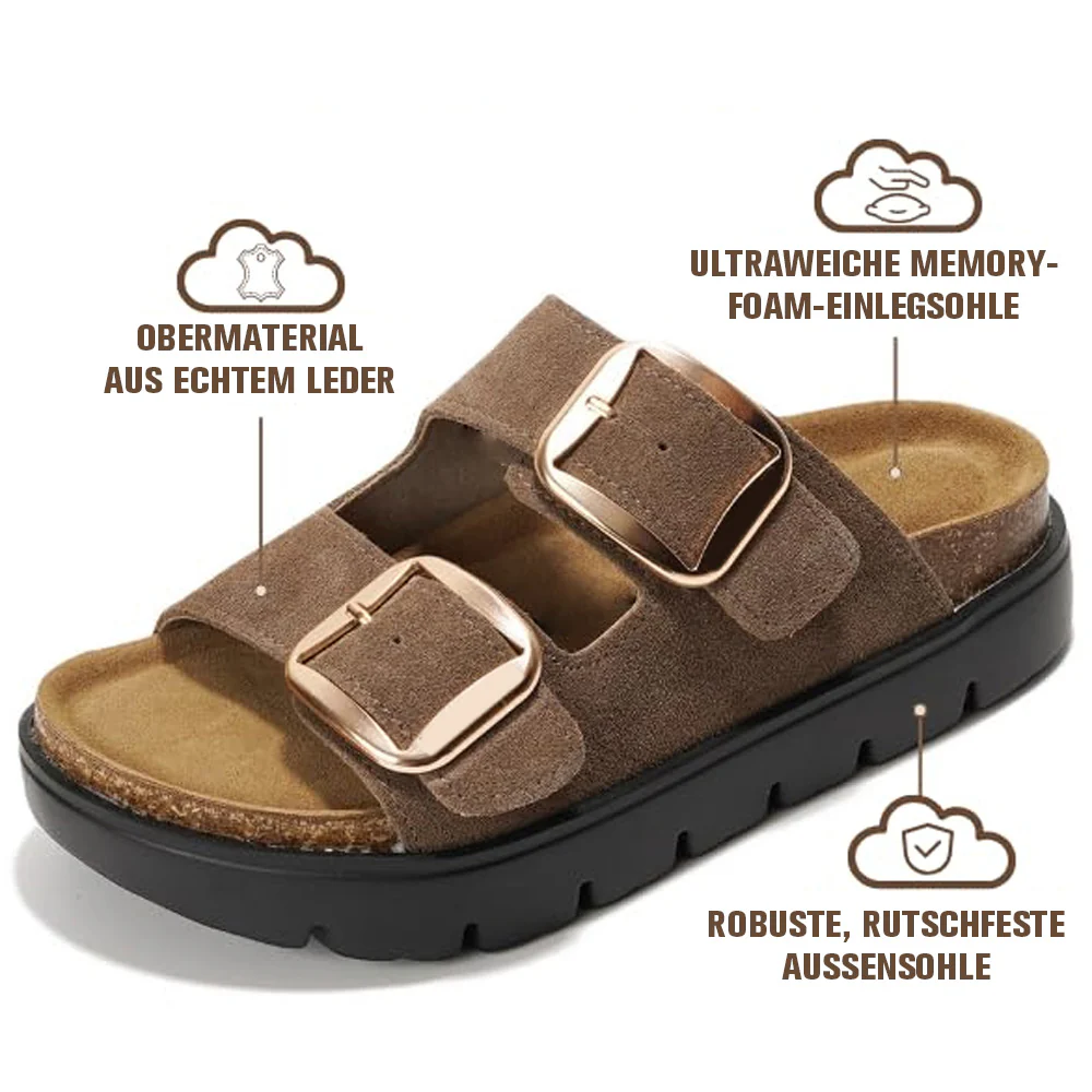 💖 Damen-Plateausandalen aus 100 % echtem Leder – Keilabsatz & klobige Pantoletten für Damen 2026 mit Memory-Foam-Innensohle und Korkfußbett (GreeceChunky) - Image 37