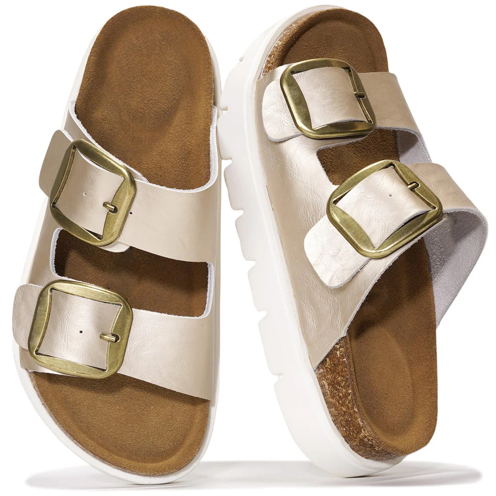 💖 Damen-Plateausandalen aus 100 % echtem Leder – Keilabsatz & klobige Pantoletten für Damen 2026 mit Memory-Foam-Innensohle und Korkfußbett (GreeceChunky) - Image 4