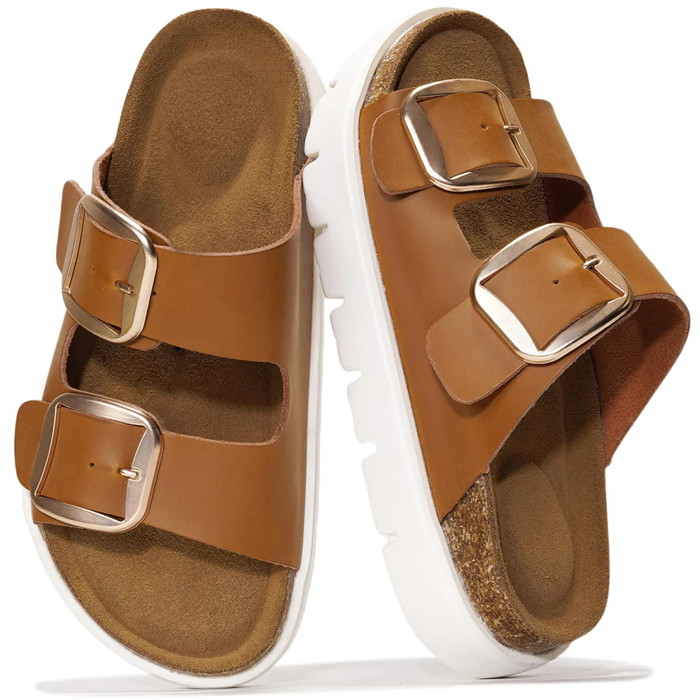 💖 Damen-Plateausandalen aus 100 % echtem Leder – Keilabsatz & klobige Pantoletten für Damen 2026 mit Memory-Foam-Innensohle und Korkfußbett (GreeceChunky) - Image 42