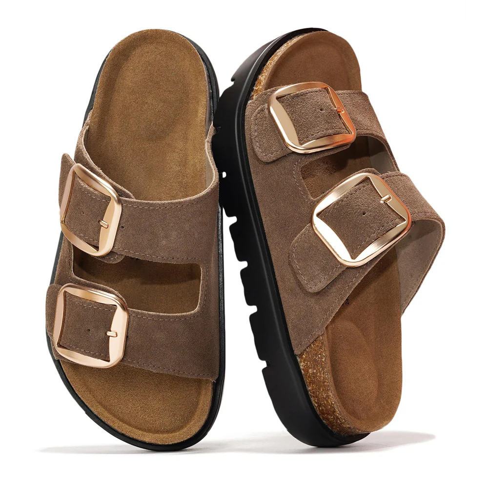 💖 Damen-Plateausandalen aus 100 % echtem Leder – Keilabsatz & klobige Pantoletten für Damen 2026 mit Memory-Foam-Innensohle und Korkfußbett (GreeceChunky) - Image 50