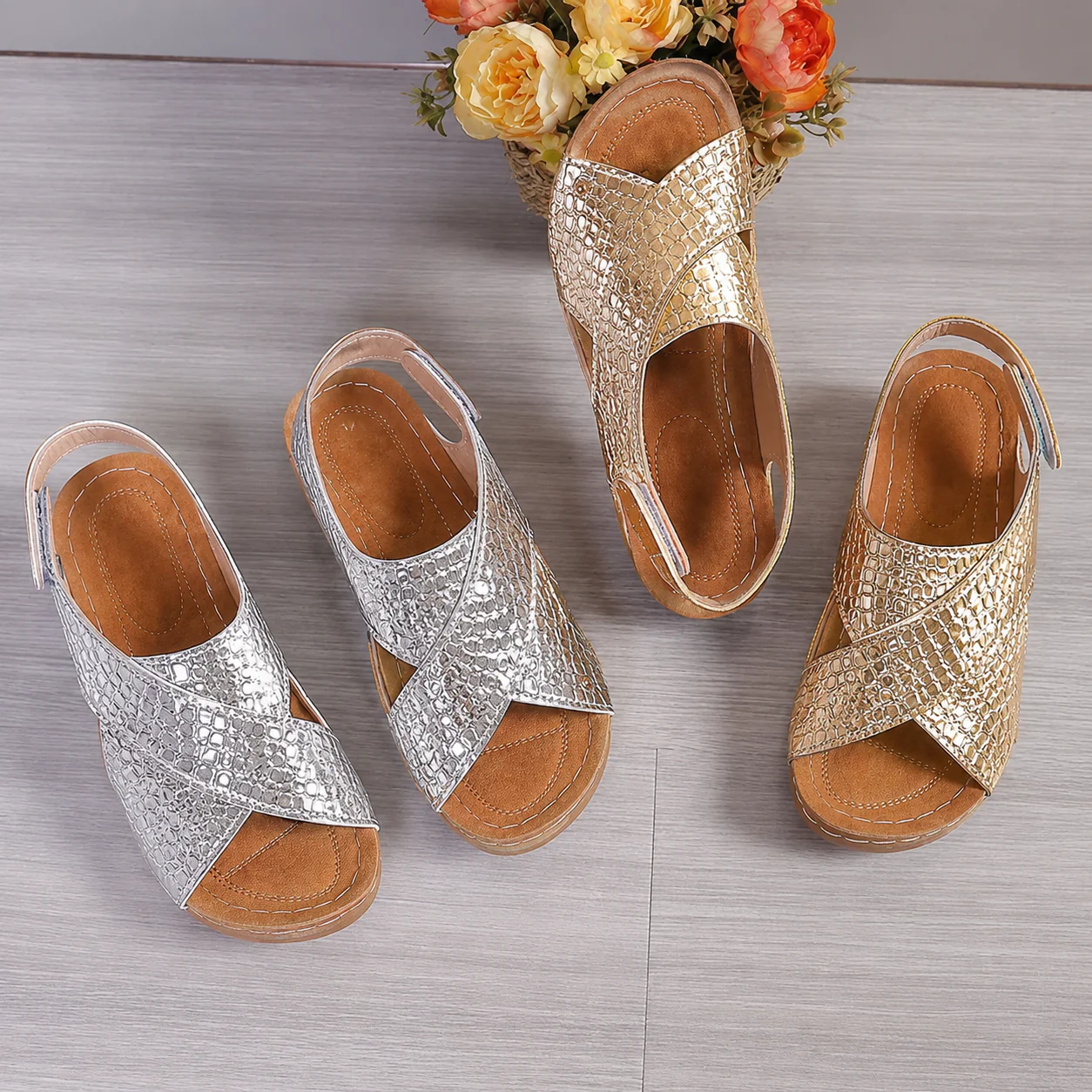 (🔥LETZTER TAG SALE– 80 % RABAT🔥) 🎉 BQODQO® Sandalen für Damen in Krokodiloptik - Image 10