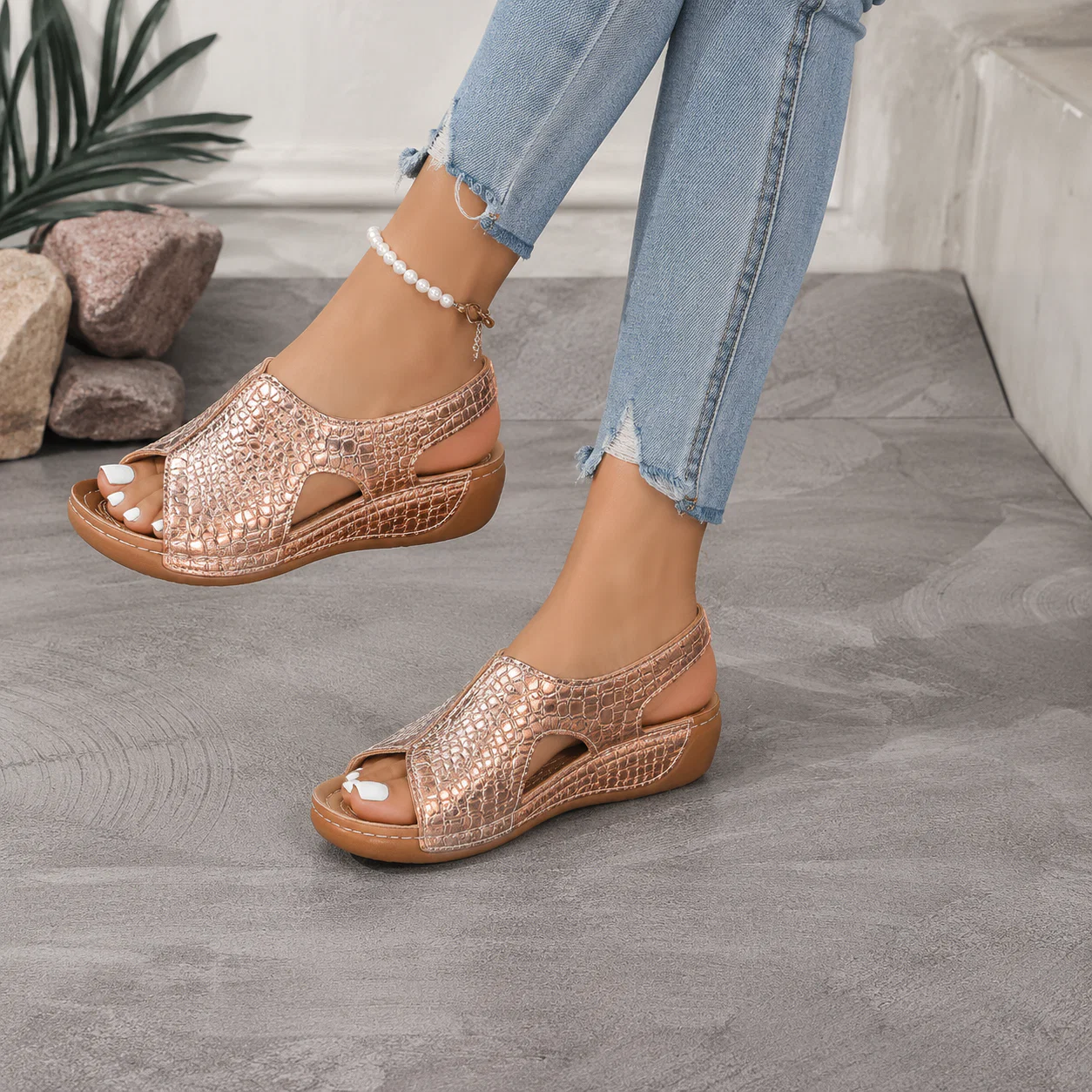 (🔥LETZTER TAG SALE– 80 % RABAT🔥) 🎉 BQODQO® Sandalen für Damen in Krokodiloptik - Image 7