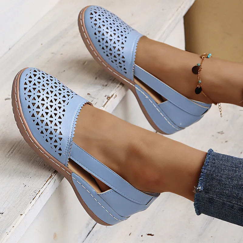 Modische Damensandalen mit geschlossener Spitze, wasserdicht, zum Hineinschlüpfen, rund, bequeme Freizeitschuhe für Damen, Outdoor-Sommer-Schuhe, große Größen 35–43 - Image 3