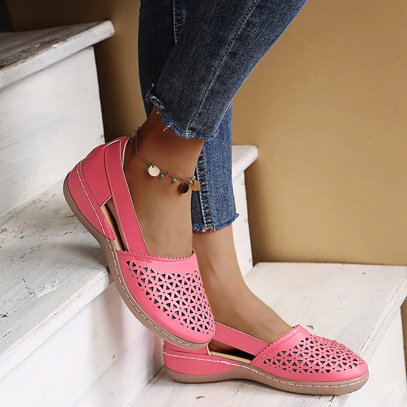 Modische Damensandalen mit geschlossener Spitze, wasserdicht, zum Hineinschlüpfen, rund, bequeme Freizeitschuhe für Damen, Outdoor-Sommer-Schuhe, große Größen 35–43 - Image 7
